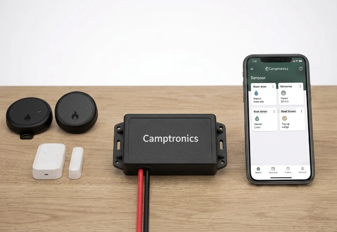 Camptronics module met app op smartphone